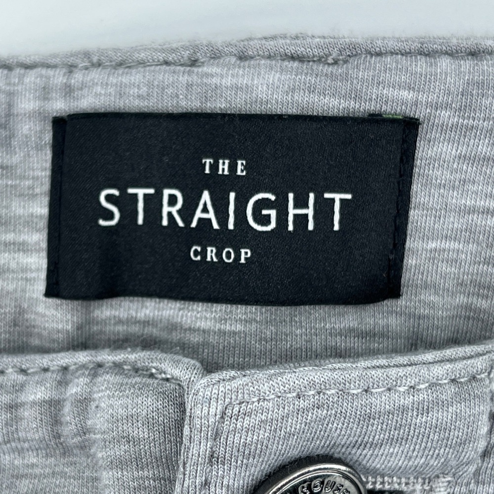 White House Black Market WKND The Straight Crop Gray Satin Trim Pants Size 12 - Picture 7 of 11